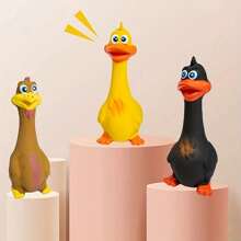 1 件宠物狗玩具尖叫鸡挤压声音玩具橡胶鸭吱吱咀嚼耐用玩具用于小狗训练，鸭子/鸡设计狗咀嚼玩具，坚固的吱吱狗出牙玩具