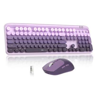 Combo de teclado y mouse inalámbrico 2.4G MageGee, teclado de tamaño completo silencioso con soporte para teléfono y teclas cuadradas de perfil bajo, mouse inalámbrico con 3 niveles de DPI ajustable y sin retraso, adecuado para PC/portátil/tableta/oficina en casa