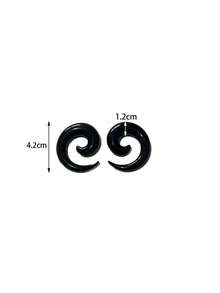 2个黑色亚克力螺旋耳扩，耳塞耳环，耳洞扩张器，尺寸1.6mm-24mm，男女通用波西米亚风格 - 一對龐克個性耳擴 - 查看 20