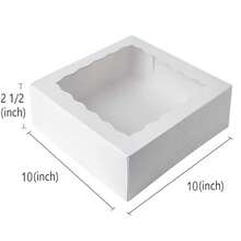 10 件自动弹出式烘焙盒，带窗口，10x10x2.5 英寸，棕色派盒，糕点 - 白色 - 查看 7