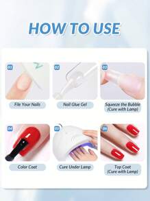 GLOZ 4-In-1 Acrylic Nail Gel, Super Strong Brush Head Suitable For Fake Nails And Gel Nail Polish, Requires LED Lamp, Manicure Gift - Clear - View 9