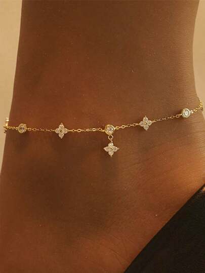 1pc Women's Fashionable High-Quality Double-Layer English Heart Anklet, Waterproof Stainless Steel, No Fading, Suitable For Daily Wear, Parties, Gatherings, Beach