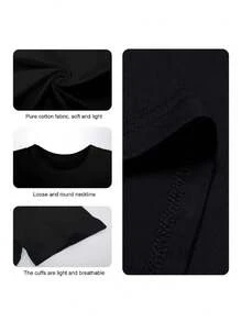 Casual Round Neck Short Sleeve Plus Size Breathable Fashion T - Shirt For Women - Empowering "Black Is Beautiful" Statement With Colorful Typography - màu đen - Xem 5