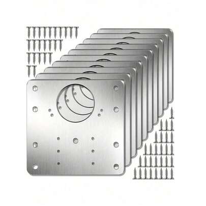 10/12/16 Piezas Bisagras de Acero Inoxidable (Con Tornillos), Kit de Reparación de Bisagras de Gabinete, Placas de Reparación de Bisagras de Gabinete de Cocina, Bisagras de Soporte Fijo, Bisagras de Puerta, Fácil Reparación de Puertas de Gabinete con Soportes Planos y Agujeros para Tornillos