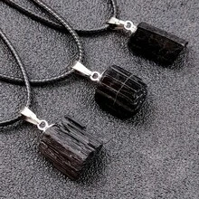 1 chiếc vòng cổ pha lê Beryl đen thô tự nhiên kèm mặt dây chuyền bằng thép không gỉ hình dạng bất đối xứng bằng đá Beryl/Aquamarine đen dành cho nam [Hình dạng đá ngẫu nhiên] - 1 cái - Xem 2