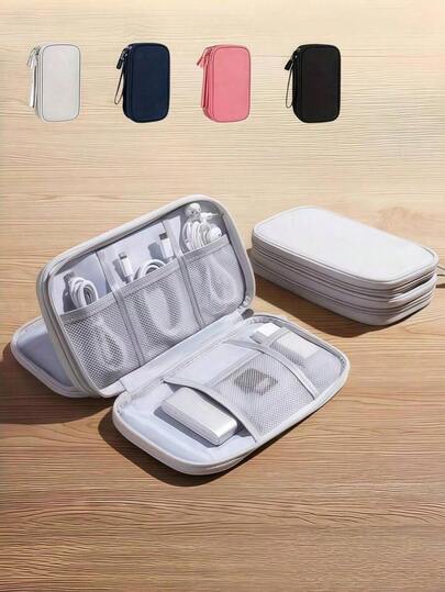 1pc Waterproof Electronic Organizer Bag, Multi-Layer Zipper Travel Pouch - Ideal For USB, Hard Drive, Headphones, Boho Style