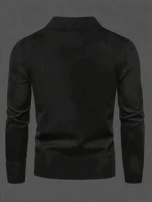 2PCS Long-Sleeved Half Turtleneck Base Layer Shirt With Letter Pattern, Casual T-Shirt For Men In Autumn And Winter, Two Pieces Set