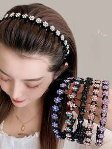 1 chiếc băng đô cài tóc hình hoa đính đá sang trọng, có răng nhựa chống trượt, phù hợp cho bé gái và phụ nữ sử dụng hàng ngày khi chăm sóc da và rửa mặt, mùa thu, phụ kiện tóc, vòng cài tóc trang trí nhà cửa, phòng ngủ. - Nhiều màu - Xem 10
