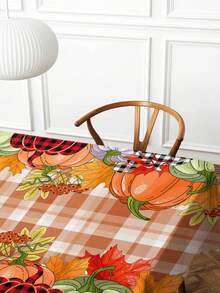1pc Pumpkin Painting Pattern Tablecloth, Square Printed Tablecloth Suitable For Family Gatherings, Picnics, Kitchen And Dining Table Decor, Coffee Table Cover, Durable Tablecloth Mat, All-Season Home Decor Tablecloth Mat - Multicolor D - View 6