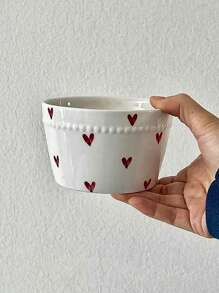 1pc Cute Red Heart Ceramic Dinner Plate, 6inch/8inch Option, Home Afternoon Tea Cake Dessert Plate, Western Steak Pasta Plate, Fruit Salad Plate, Veggie Plate, Holiday Gift For Boyfriend/Girlfriend, Family