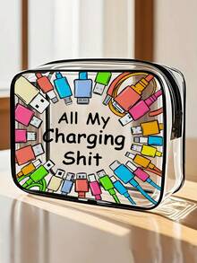 New Arrival! All-In-One Charger Travel Organizer - Transparent Toiletry Bag, Travel Essential, Portable Zipper Travel Makeup Bag, Beach Clear PVC Toiletry Bag, Waterproof Storage Pouch, Transparent Organizer Bag, Cable And USB Organizer Bag, Airport Approved PVC Cosmetic Bag For Chargers, Cables And Power Banks