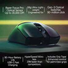RAZER Viper V2 Professional Edition Gaming Mouse Dual-Mode Wireless Connection Ultra-Low Latency Optical Sensor Lightweight Design Long-Lasting Battery Life Same Equipment As Professional Players Black - Black - View 2