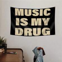 1pc-MUSIC IS MY Music Abstract Cartoon Art Design Tapestry Color Wall Hanging Flag Halloween Decor Fall Decor Home Decor Halloween Decorations Halloween Decoration Room Decor