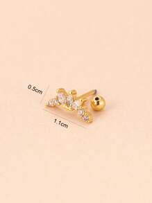 1pc/3pcs Zirconia Lotus Flower Shaped Curved Leaf Floral Fashion Screw Back Stud Earrings, 18K Gold Plated Jewelry For Women