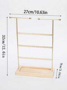 1pc Solid Wood Base Desktop Jewelry Stand, Perfect For Organizing And Storing Watches, Earrings, Bracelets, Necklaces, Etc Christmas Gift.