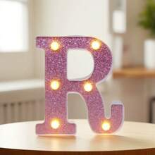 1 个 16 厘米/6.3 英寸粉色发光字母点亮您的房间，电池供电的 LED 字母灯，数字灯标志，适用于儿童房装饰、婚礼、生日派对装饰灯、家居和房间装饰字母灯、字母照明夜灯、圣诞装饰字母灯 - 深粉紅色 - 查看 26