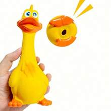 1 件宠物狗玩具尖叫鸡挤压声音玩具橡胶鸭吱吱咀嚼耐用玩具用于小狗训练，鸭子/鸡设计狗咀嚼玩具，坚固的吱吱狗出牙玩具