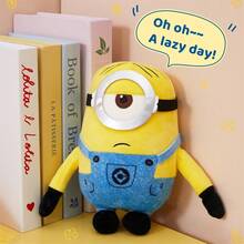 Miniso Despicable Me Minions Stuart Plush Toy Fluffy Soft Stuffed Animal Doll Throw Pillow Perfect For Home Bedroom Decor & Birthday Gifts 23cm/9inch - Yellow Blue - View 2