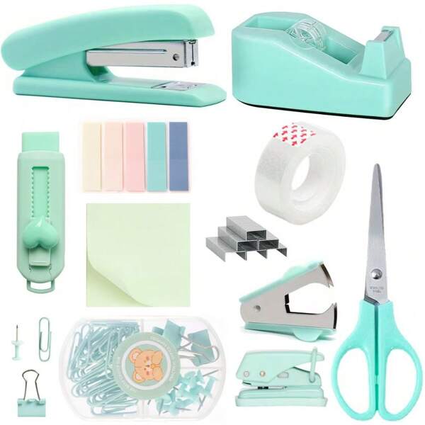 A Multi-Colored Stationery Set Will Be Given Away In Random Colors, Including Back-To-School Essentials Such As Staplers, Scissors, Tape, Paper Clips, Student Back-To-School Essentials, Desktop Essentials, Classroom Essentials, And A Multi-Functional Stationery Set Set,For School Supplies,Back To School
