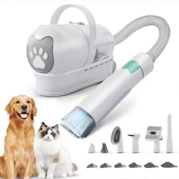 7 In 1 Pet Grooming Vacuum Kit Dog Grooming Clippers Pet Hair Remover With Power Large Suction & Low Noise Pet Hair Kits
