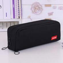 1 قطعة حقيبة يد نسائية جديدة بلون أحادي من مادة الأكسفورد ذات ثلاثة سحابات، حقيبة أقلام للطلاب للاستخدام اليومي في المدرسة