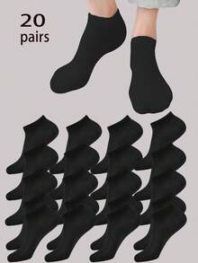 6/10/15/20 /30Pairs Women & Men Solid Color Low Cut Invisible Short Socks, Ladies Short Socks For Spring, Summer, Autumn & Winter, Men Elastic Soft Breathable Socks, Suitable For Daily Wear - Multicolor - View 23