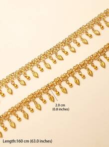 160厘米长链华丽垂坠流苏项链肩链中东奢华新娘礼服肩带身体链女士珠宝派对节日配饰 - 金黃色 - 查看 15