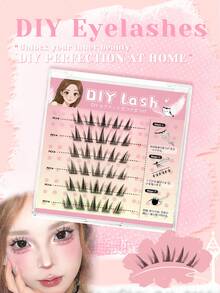 LASHIDOL 30 簇无胶睫毛延长，柔软自然假睫毛 DIY 套装，适合初学者且可重复使用 - 黑色 - 查看 10