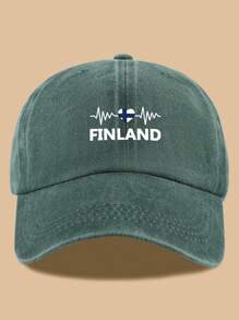 1 件可调节芬兰国旗和心电图印花棒球帽，轻便卡车司机帽，非常适合户外运动、徒步旅行和露营 | 爱国设计，户外头饰 | 复古风格帽子，节日和生日的理想礼物
