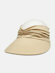 1pc Women Fashion Best Solid Ruched Detail Visor Hat Black - Black - View 21
