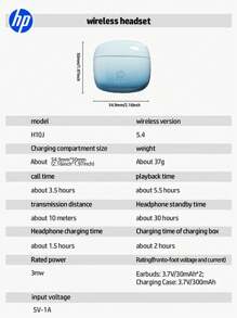 HP 无线耳塞，真正的无线入耳式防噪音耳机，兼容 Apple、Android 和其他设备，配有收纳袋，圣诞节大节日礼物（橙色）