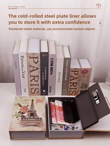 1pc Creative Book Safe Box, Book-Shaped Password Lock Home Invisible Bedside Safe, Standard Size, Medium Size, Large Size Safe Box, Realistic Simulation Small Safe Box Suitable For Office, Bedroom, Etc. - Multicolor - View 4