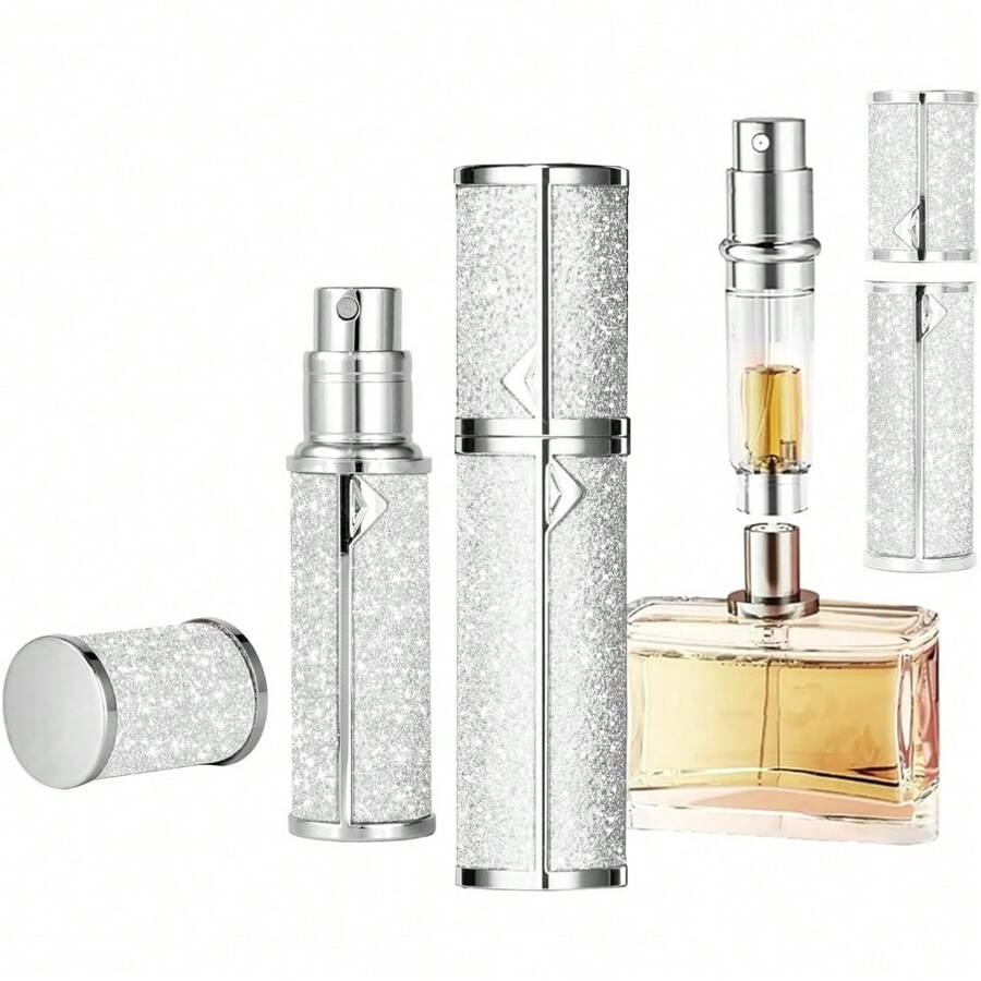 5ml Golden Refillable Perfume Atomizer - Portable Travel Spray Bottle With Leather Case, Mini Cologne Dispenser For Women & Men, Leakproof Essential Oil Bottle For Purse, Gym Bag & Travel