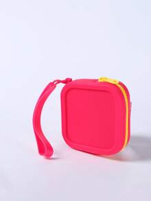 1 Piece Of Silicone Square Bag, Portable Cosmetic Bag, Change Purse, Data Cable, Jewelry Storage Bag, Lipstick Bag, Practical And Large Capacity, Can Hold Skin Care, Makeup, Toiletries, Digital Storage, Etc. Comfortable Wide Handle, Easy To Carry, Suitable For Home, Work, And Travel.