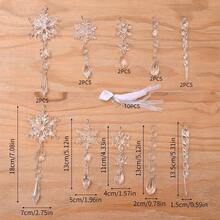 10/12/18 件水晶圣诞饰品，用于圣诞树装饰 - 透明/浅蓝色/香槟色/AB 彩虹色/浅粉色悬挂亚克力雪花和冰柱饰品，带吊坠，适用于新年派对装饰用品 - 彩色 - 查看 19