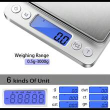 Mini Scale Kitchen Scale, Electronic Digital Jewelry Weighing Machine, Multifunctional High-Definition LCD Display Electronic Scale, Stainless Steel Mini Size Digital Food Scale, Portable Pocket Scale, Portable Scale - The Perfect Gift Choice For All Scenarios - Silver (with Tray) - View 5