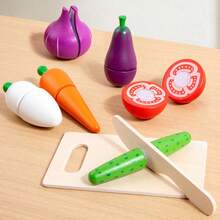 1pc Wooden Pretend Play Food Cutting Fruit Toy, Kitchen Vegetable Simulation Game, Suitable For Children 3+