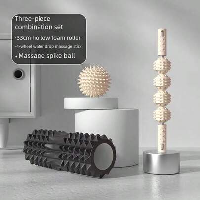 33cm Rodillo de espuma, Rodillo de yoga y pilates en forma de media luna, Herramienta de masaje, Uso doméstico de doble zona, Relajador de músculos de las piernas, Rodillo de espuma EVA y bola de masaje manual - Kit de yoga para relajación muscular