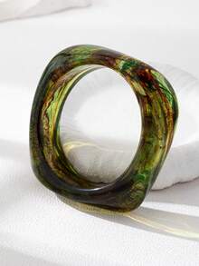 1 套树脂粗手镯，紫红色叠层粗手镯套装，适合女性，粗体珠宝，适合送给女性、母亲、妻子的礼物 - 誇張美拉德款式 - 查看 10