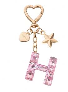 1pc Cute Bling Keychain Initial Letter Butterfly Star Pink Gift For Women Girls Bag Purse Handbags School Bag Car Key Cup Charms Accessories Car Accessories Goth Y2k