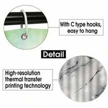 4pcs Black Split Curtain Shower Curtain Trim, Beautiful Housewarming Gift Modern Home Decor, Waterproof Shower Curtain And Toilet Floor Mat Three-Piece Set With 12 Shower Curtain Hooks Home Bathroom Decor Summer Bathroom Accessories Back To School - 彩色 - 查看 5