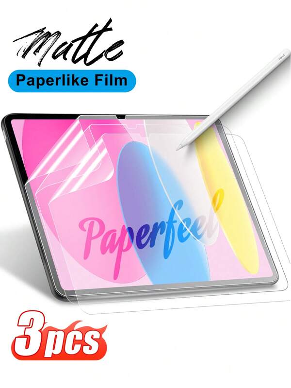 ZYONS 3 Packs Paperfeel Screen Protector, Matte Anti Glare PET Film, Compatible With IPad 11th Gen/10th Gen/Pro 2024/IPad 10/Mini 7/Air 13/Pro 11/IPad A16 11th / 10th Generation (2025/2022) & IPad Air 11 M3 2025 / M2 2024, Write As Paper/High Sensitivity/Anti-Fingerprint/Crafted For Natural Writing/Less Reflection/Easy Installation/Drawing, Compatible With Apple Pencil And FaceID