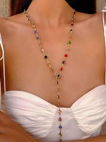 Bộ 4 dây chuyền tua rua mặt thánh giá đính đá phong cách Hip Hop thanh lịch cổ điển, độc đáo, cá nhân hóa, quà tặng trang sức đa năng cho phụ nữ, tiệc tùng, trang trọng hàng ngày, ngày lễ mùa hè - màu sắc - Xem 16