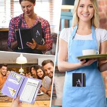 FIODAY Server Book, Alphabet Server Books For Waitress, Leather Waitress Book With Zipper Pocket Serving Book Server Manual Checkbook Fits Server Apron,A - 紫色A - 查看 7