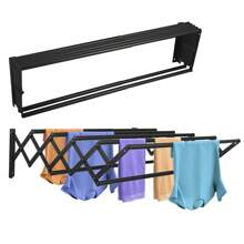 Black 42-80CM Wall Mounted Clothes Drying Rack, Foldable Wall Mount Laundry Drying Rack Folding Indoor, Drying Rack Clothing Collapsible, Retractable Towel Rack, Space Saver With 7 Drying Rods - one-size - View 10