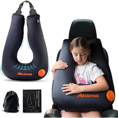 Travel Pillow Inflatable Car Pillow For And Adults Car Sleeping Neck And Head Support For Long Road Trips Sleeping Aid No Mini EPump Orange