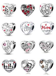 1 Pc Love Family Love Beaded Series Love Mom Love Baby Love Family Love Charm Beaded Ladies DIY Bracelets And Necklaces High Jewelry Making Gifts Holiday Series Valentine's Day