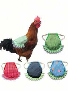 1/2 件可爱弹性家禽保护鞍、母鸡保护鞍围裙 - 带有节日元素的母鸡背心、保护固定器、柔软有弹性的鸡围裙、鞍、羽毛保护器，可有效固定背部，多种图案选择，保护产蛋母鸡免于羽毛脱落和受伤、母鸡衣服、家禽衣服，是送给家禽宠物主人的完美礼物、生日礼物 - 彩色 - 查看 6