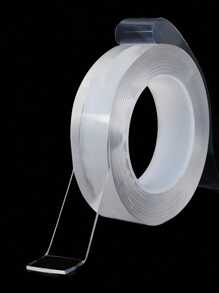 1 rollo de cinta transparente de doble cara, cinta adhesiva de nano de dos caras, de alta viscosidad impermeable e invisible, vuelta al colegio - transparente - Ver 4