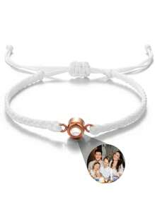 1件定制照片投影手链，不锈钢彩色编织情侣手链，适合男士、女士、情侣、家人，照片留念，节日、母亲节、父亲节、情人节和生日的个性化礼物，黑色、银色、金色，时尚、多彩、复古、简约、中性、休闲、可爱，可定制、个性化、独特，送给他的理想礼物，送给她、男朋友、女朋友、爸爸、妈妈、家人、朋友的理想礼物，适合周年纪念日、生日、毕业典礼、舞会、派对，定制时尚首饰